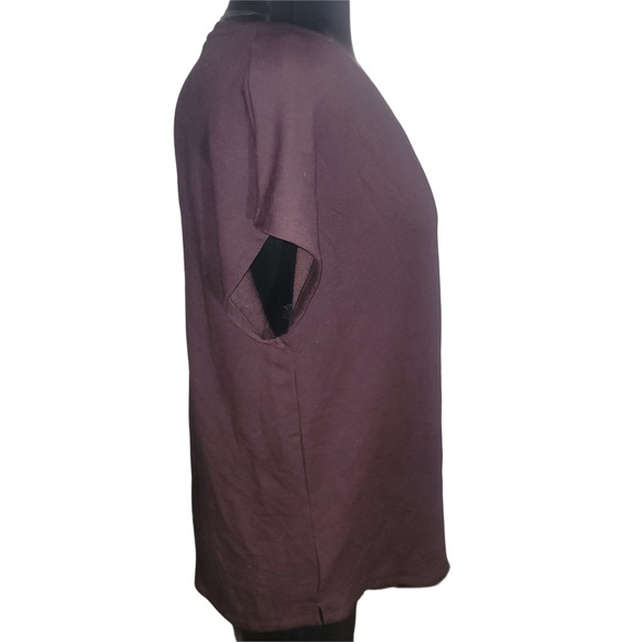 Hyba V-Neck Dark Plum Short Sleeve Top L - Picture 3 of 5